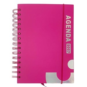 Imagen de Agenda diaria 2027 A5, tapa dura con espiral y elástico, varios colores