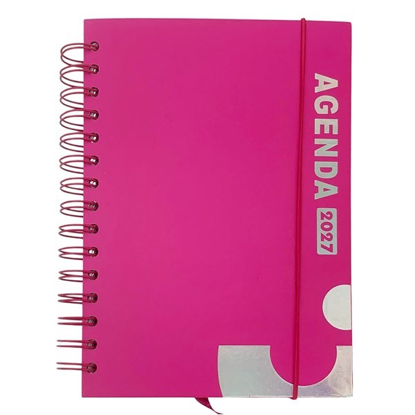 Imagen de Agenda diaria 2027 A5, tapa dura con espiral y elástico, varios colores