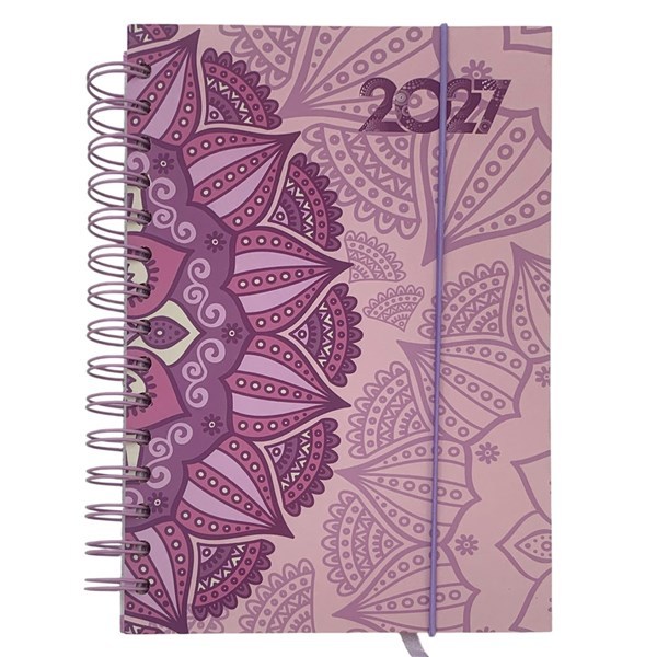 Imagen de Agenda diaria 2027 A5, tapa dura con espiral y elástico, varios colores
