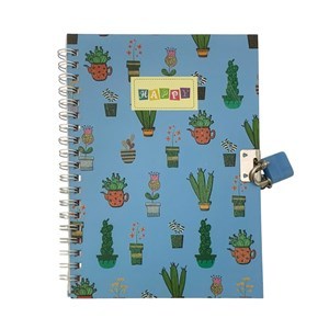 Imagen de Diario íntimo con candado, diseño cactus varios colores