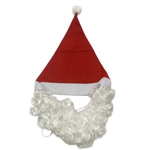 Imagen de Gorro navideño de fieltro, con barba de Papá Noel