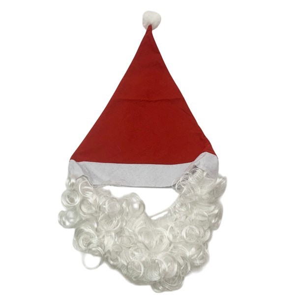 Imagen de Gorro navideño de fieltro, con barba de Papá Noel