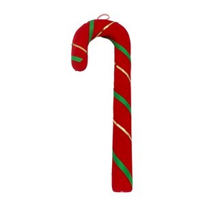 Imagen de Adorno navideño bastón, símil terciopelo, en bolsa