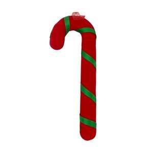 Imagen de Adorno navideño bastón, símil terciopelo, en bolsa