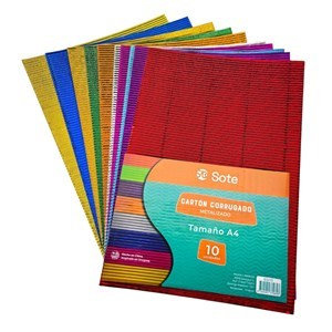 Imagen de Hojas A4, cartón corrugado metalizado x10 colores, SOTE