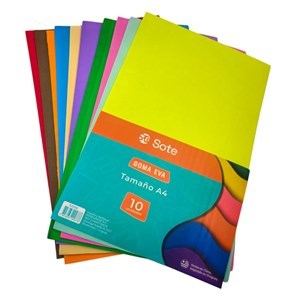 Imagen de Hojas A4, goma EVA x10 colores, SOTE