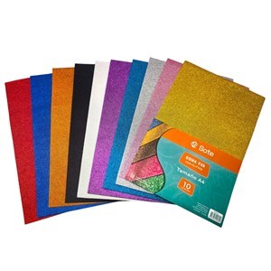 Imagen de Hojas A4, goma EVA con brillantina x10 colores, SOTE
