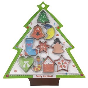 Imagen de Cortante de metal para galletitas x10, diseño de navidad, en blister