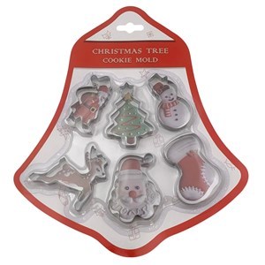 Imagen de Cortante de metal para galletitas x10, diseño de navidad, en blister